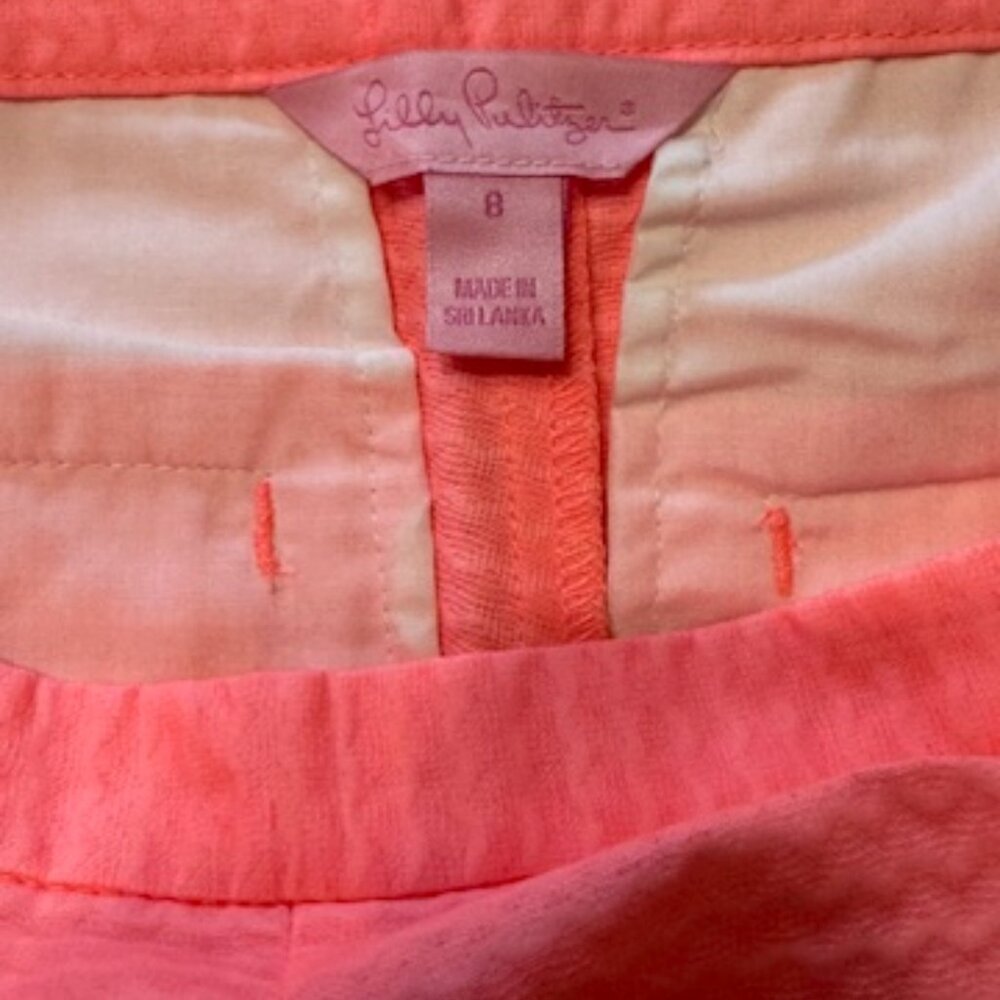 Lilly Pulitzer Magnolia Scallop Shorts Bright Coral Sz 8 NWOT Resort Preppy - Picture 4 of 6
